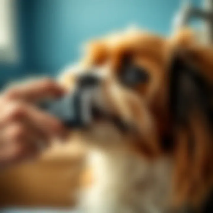 Grooming a Dog with a Deshedder Close-up of a dog being groomed with a deshedder