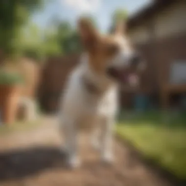 A happy pet playing in a flea-free yard