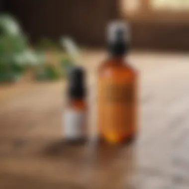 Organic Products for Flea Management Close-up of organic flea treatment products on a wooden surface