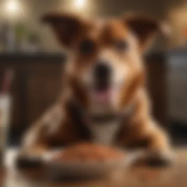 A happy dog enjoying a bowl of fresh food