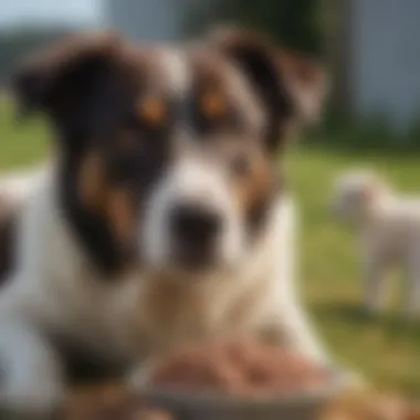 Happy dog enjoying grain free lamb food outdoors