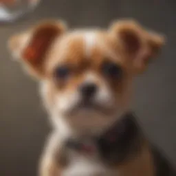 Small dog being groomed with clippers on its face