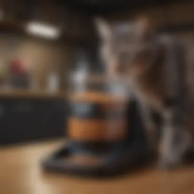 Owner Configuring the Cat Food Dispenser Owner setting up cat food dispenser for their pet