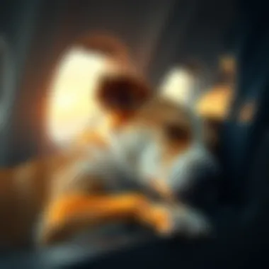 A serene moment of a dog sleeping comfortably in a cabin during a flight