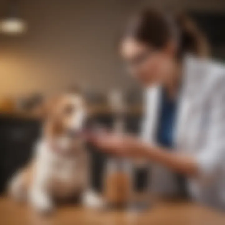 Pet owner discussing health options with a vet