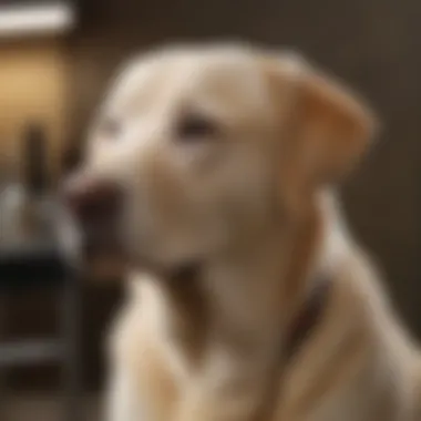 Labrador Retriever enjoying a grooming session