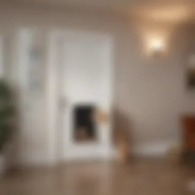 Stylish Wall Mounted Dog Door A stylish wall mounted dog door integrated into a modern home setting.