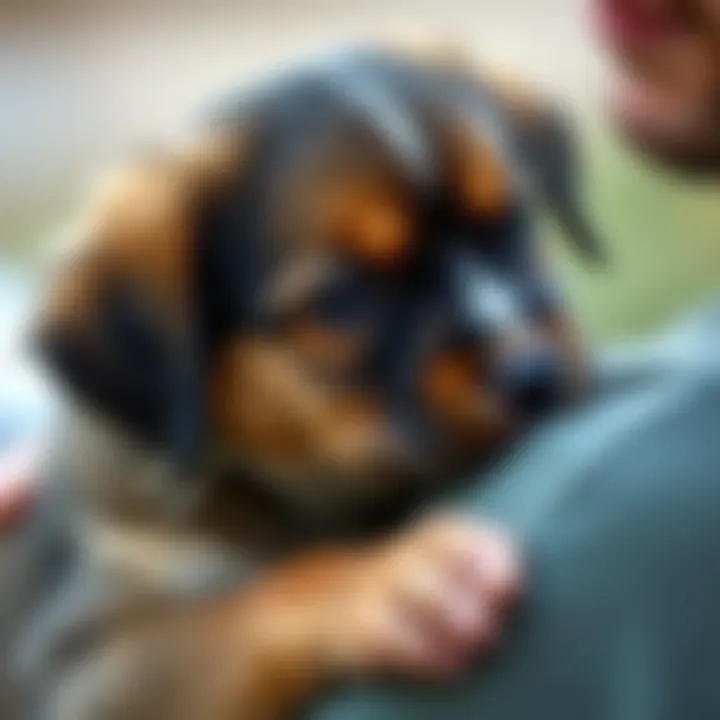 Connecting: Early Socialization Moments Puppy engaging with owner during socialization