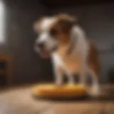 A dog engaging with a maze feeder, showcasing its interactive design