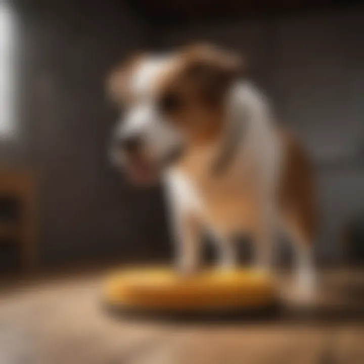 A dog engaging with a maze feeder, showcasing its interactive design