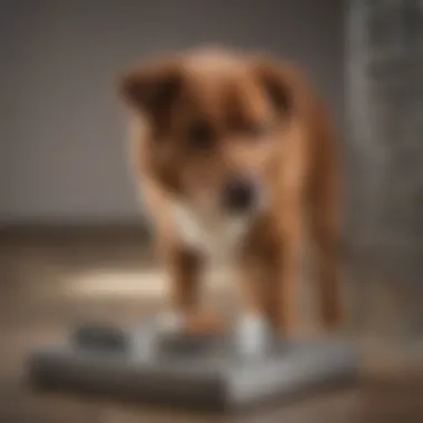 A dog showing signs of mental stimulation while using a maze feeder