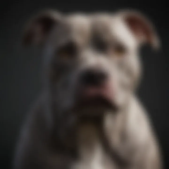 A majestic grey Pitbull showcasing its muscular build and unique coat color