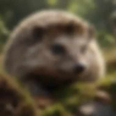 Curiosity of Hedgehogs A close-up of a hedgehog exploring its environment, highlighting its curious nature.