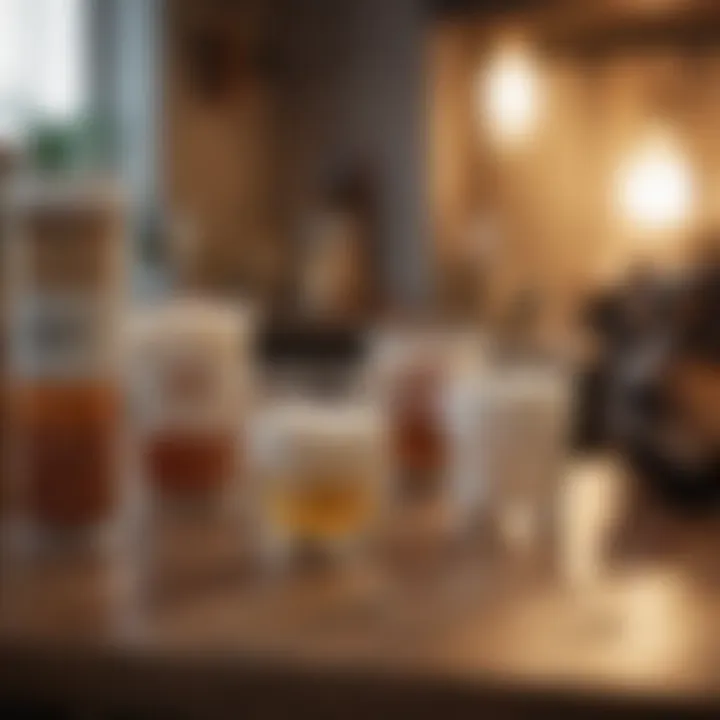 Different types of probiotics for dogs displayed on a table