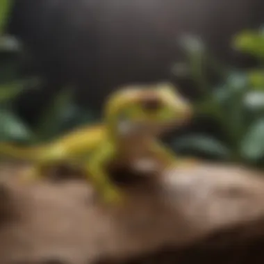 Ideal Gecko Habitat with Proper Humidity A well-maintained gecko habitat demonstrating optimal humidity levels.
