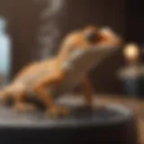 A gecko perched on a humidifier, showcasing the relationship between humidity and reptile health.