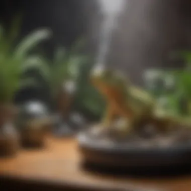Varieties of Humidifiers for Reptiles Different types of humidifiers suitable for reptile habitats arranged on a table.