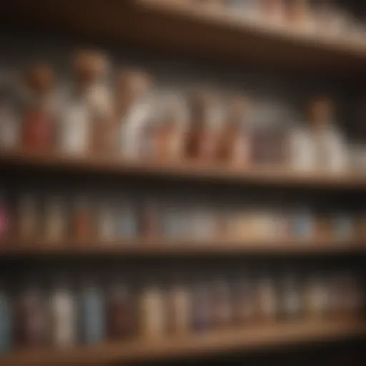 A variety of dog fragrance sprays on a shelf, showcasing different scents and brands.