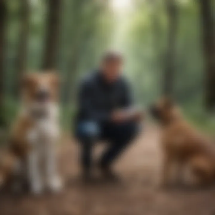 An owner training their dog, illustrating the impact of a well-chosen name on training success.