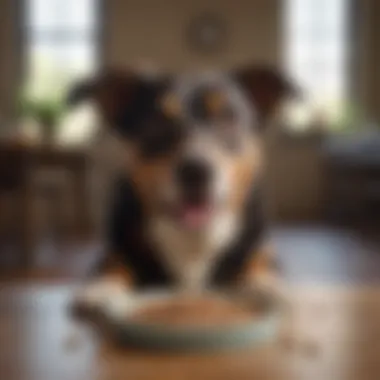 Happy and Healthy Dog with Quality Nutrition A dog enjoying a bowl of high-quality dog food in a vibrant setting