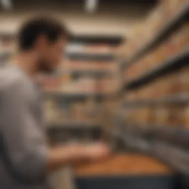 Understanding Dog Food Labels for Informed Choices A pet owner thoughtfully reading a dog food label in a store
