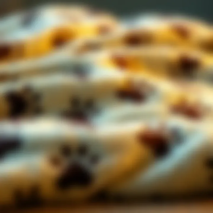 A cozy blanket featuring paw prints, symbolizing love and comfort