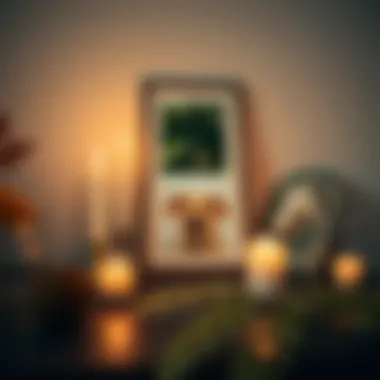 A serene space for reflection, featuring candles and a photo of a pet