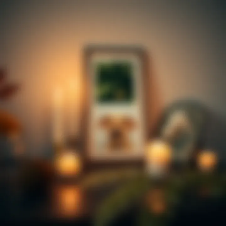 A serene space for reflection, featuring candles and a photo of a pet