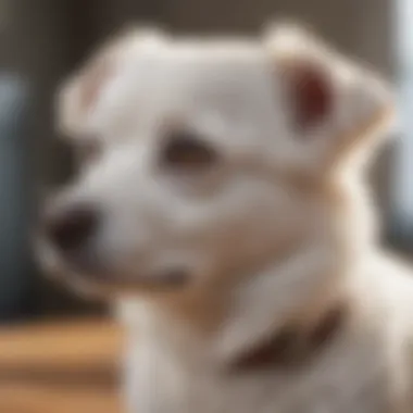 Contemplating the Perfect Name A small white dog with a thoughtful expression, contemplating names