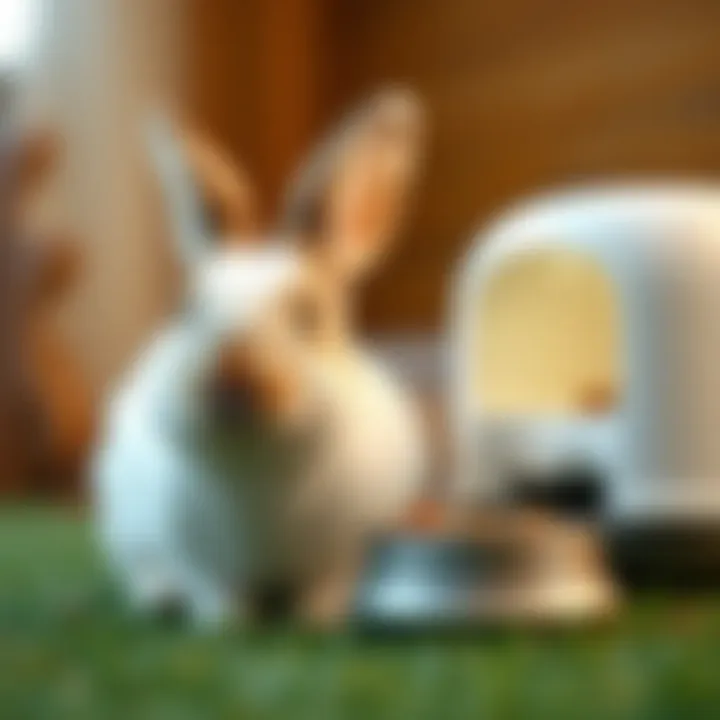 Illustration depicting the health benefits of timed feeding for rabbits