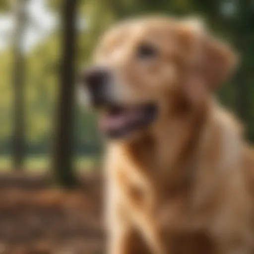 Playful Golden Retriever in a park