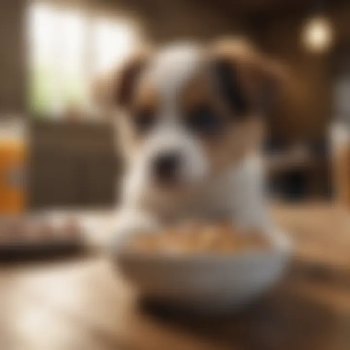 Happy puppies enjoying their meals in a clean, inviting environment.