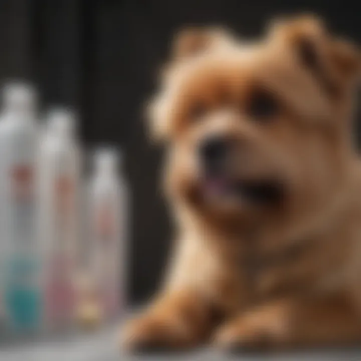 Various dog grooming products arranged aesthetically