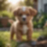 Playful Toy Australian Puppy in a sunny garden