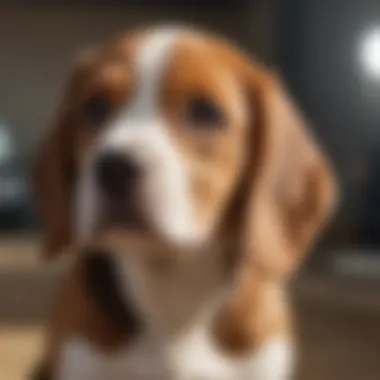 Beagle puppy displaying positive reinforcement during training