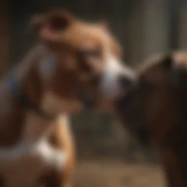 Pitbull Demonstrating Protective Behavior A Pitbull demonstrating protective behavior in a safe environment.