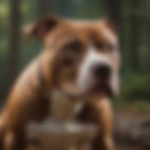 A focused Pitbull in a training session with its owner.