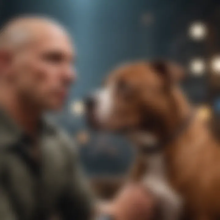 A visual representation showing the bond between a Pitbull and its owner.