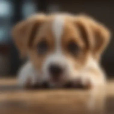 Puppy demonstrating the lie down command