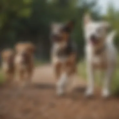 Dogs Engaging in Training Activities Together A group of dogs engaging in training activities
