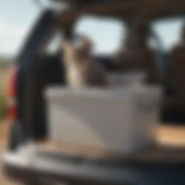 Travel Litter Box Setup in Vehicle Portable travel litter box set up in a car