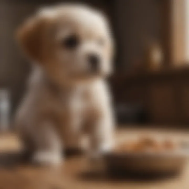 Various puppy breeds enjoying True Acre puppy food.