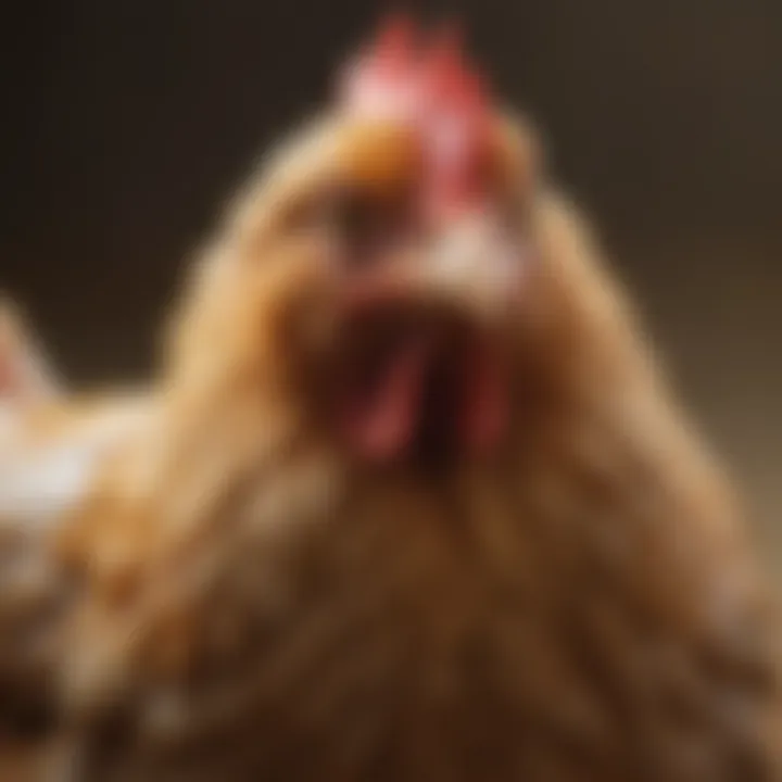 Close-up of a heritage chicken with distinct features