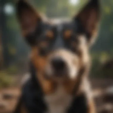 A dog displaying calming behavior after using an ultrasonic bark stopper.