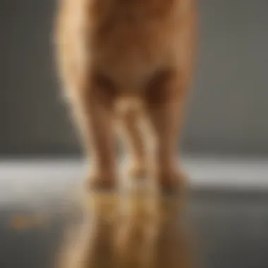 A close-up view of cat urine on a surface, highlighting the discoloration and odor issue.