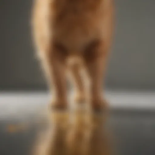 A close-up view of cat urine on a surface, highlighting the discoloration and odor issue.