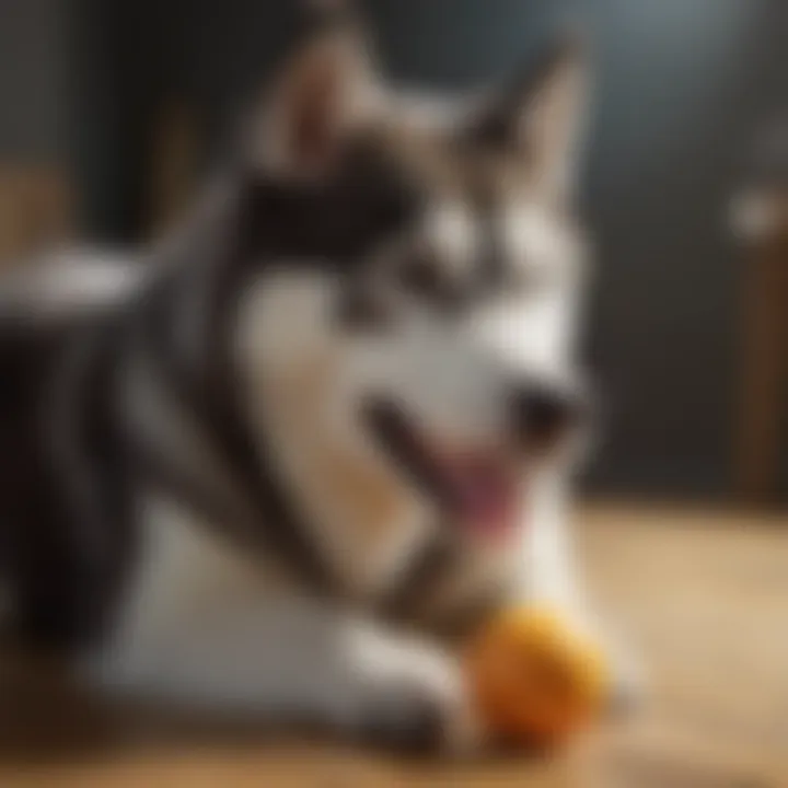 Safety guidelines for selecting husky teething toys displayed on a bright background.