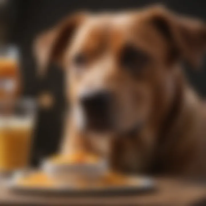 A dog enjoying a balanced diet with skin-friendly foods.