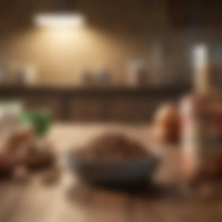 A selection of premium anti-shedding dog food brands displayed on a wooden surface.