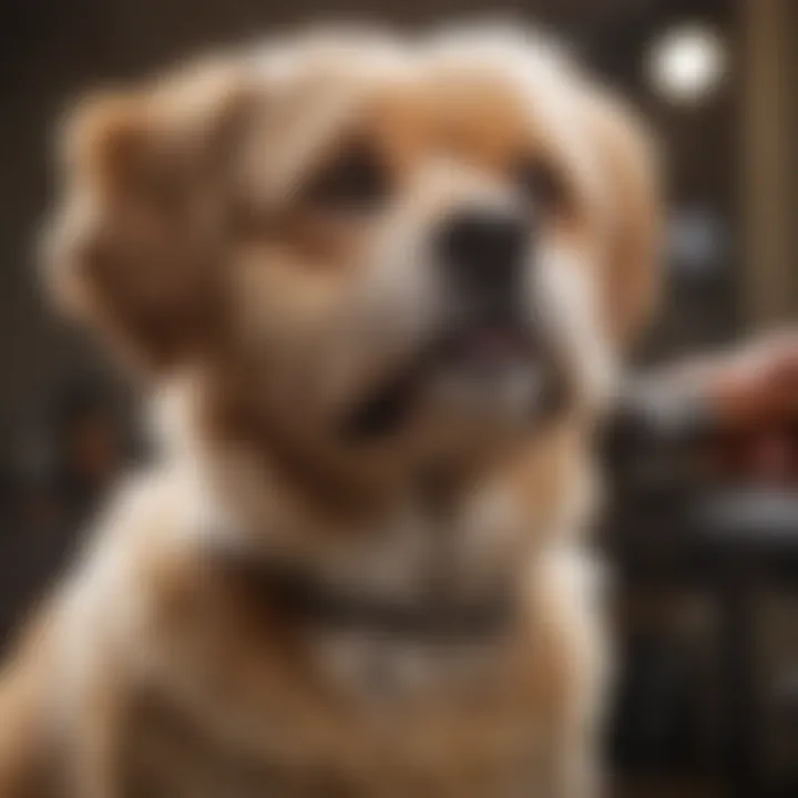 Dog enjoying a grooming session